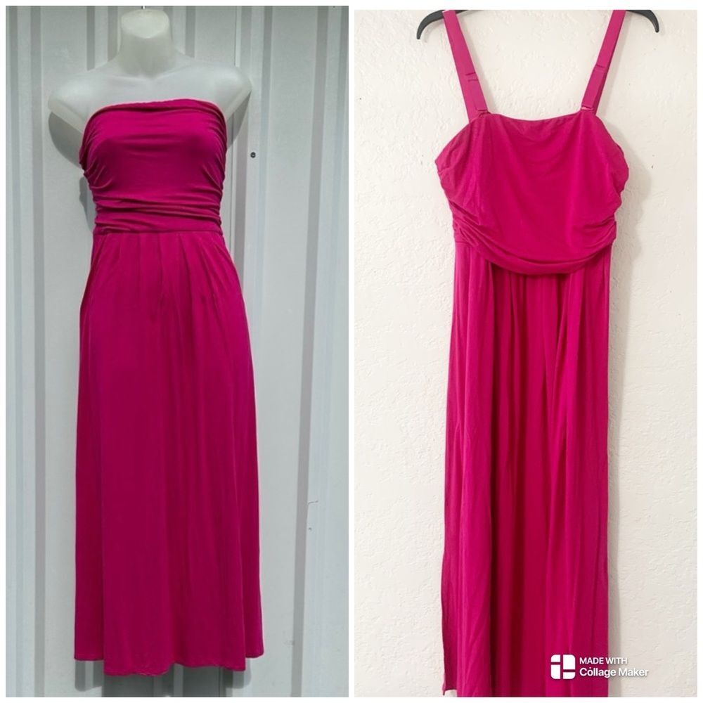 Lane Bryant Dress Sz 14/16 Removable Straps Fuchsia Summer Resortwear